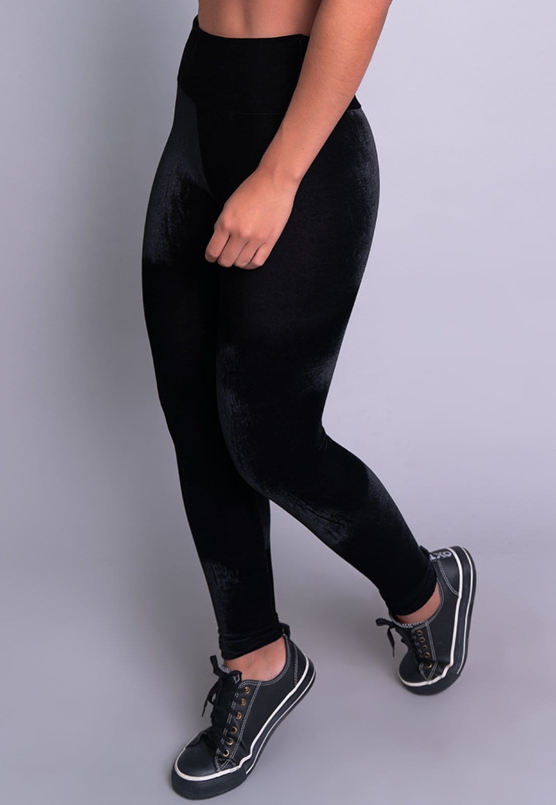 Vista 2 Calça Legging MVB Modas Veludo Molhado Preta Mvb Modas preto