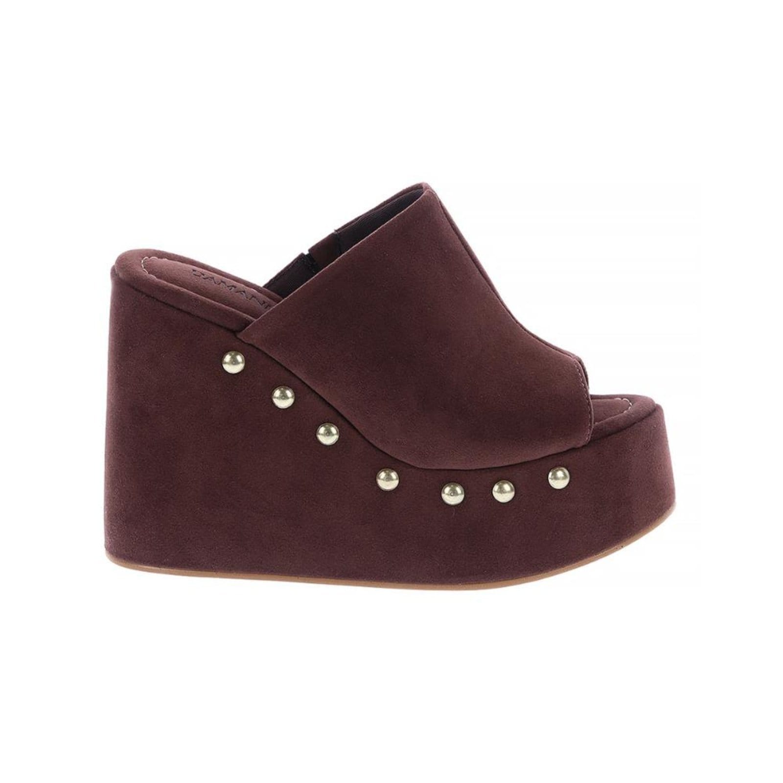 Maddy - Tamanco Anabela Camurça com Tachinhas