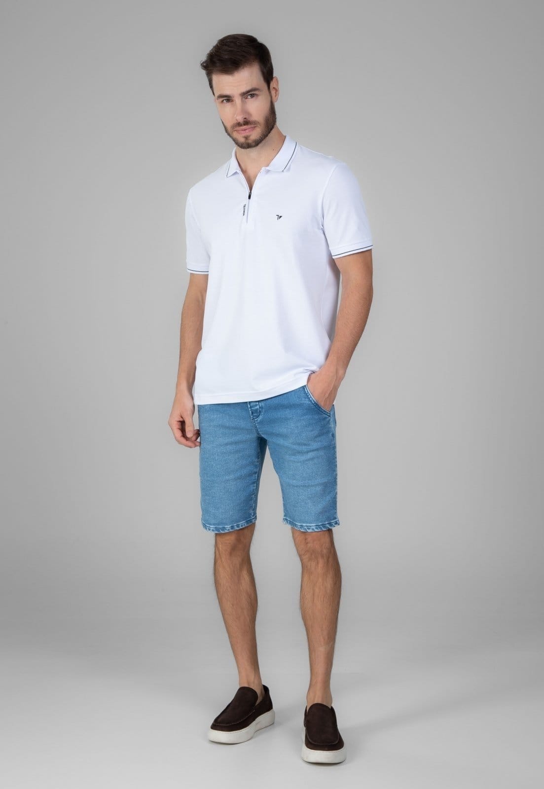 Bermuda Traymon Jeans Slim Cós Elástico Claro