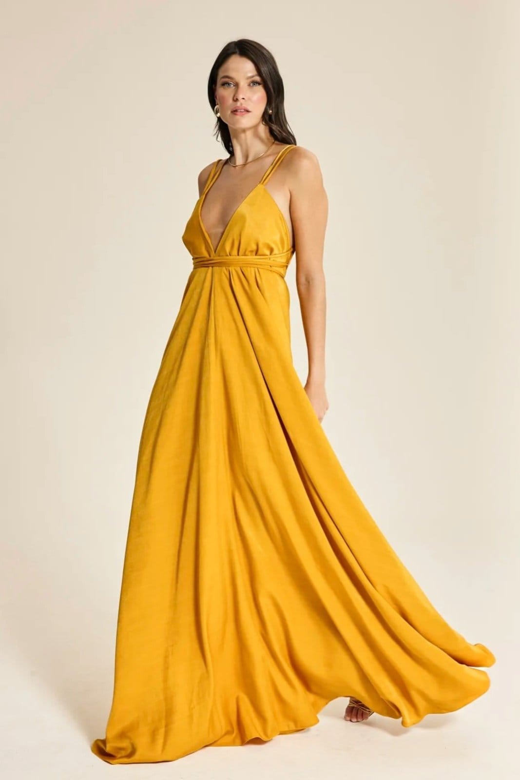 Vestido Havai Festa Com Decote Nas Costas- Gold