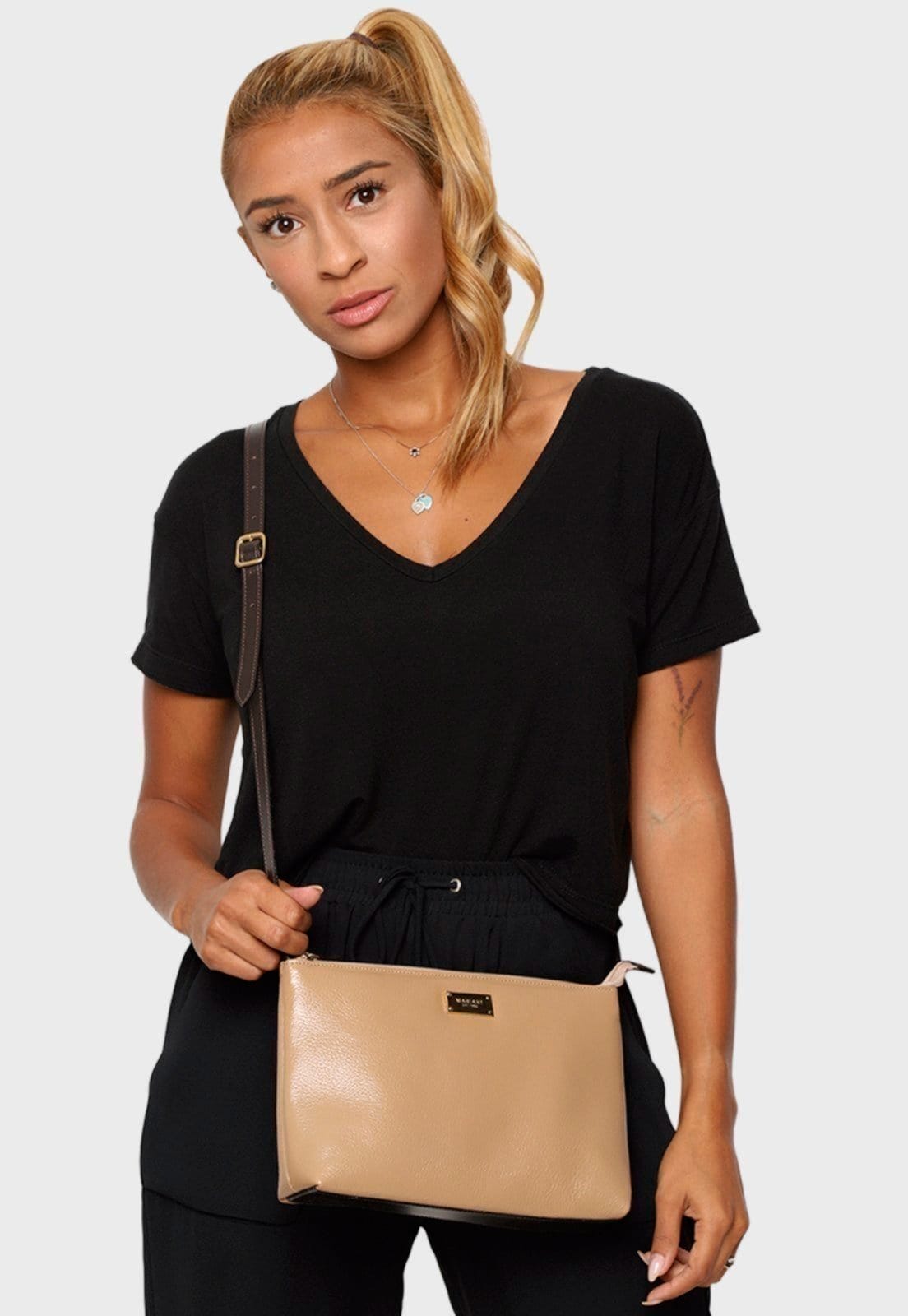 Bolsa Transversal Couro Mariart 2200 Areia e