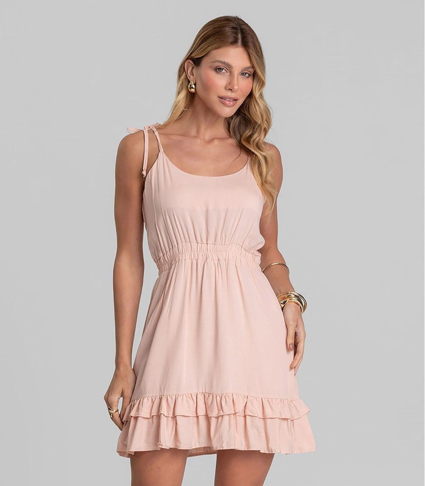 Vestido Curto Feminino De Alça Em Viscose Dianna