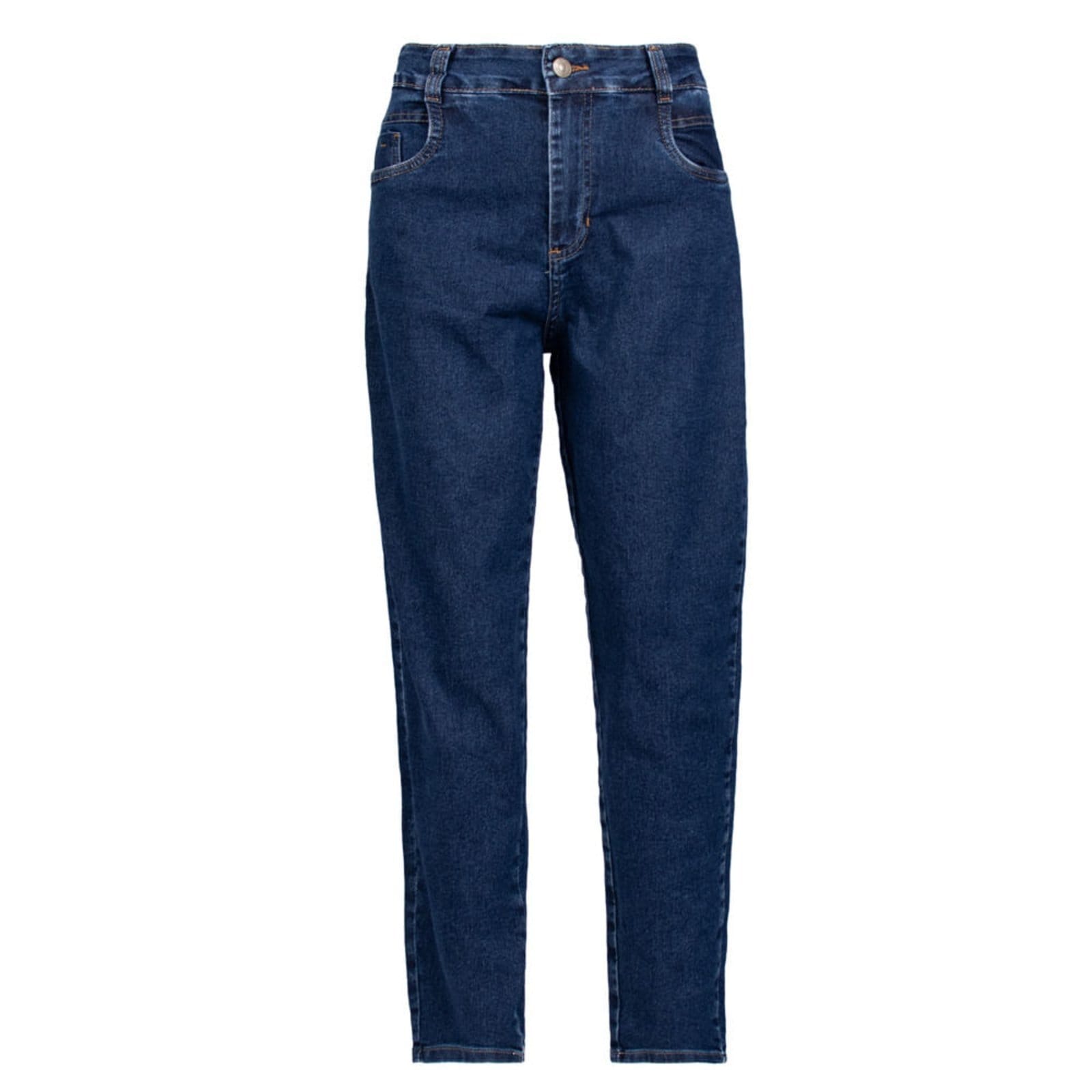 Vista principal Calça Jeans Feminina Sawary Mom Clássica Escuro Sawary azul