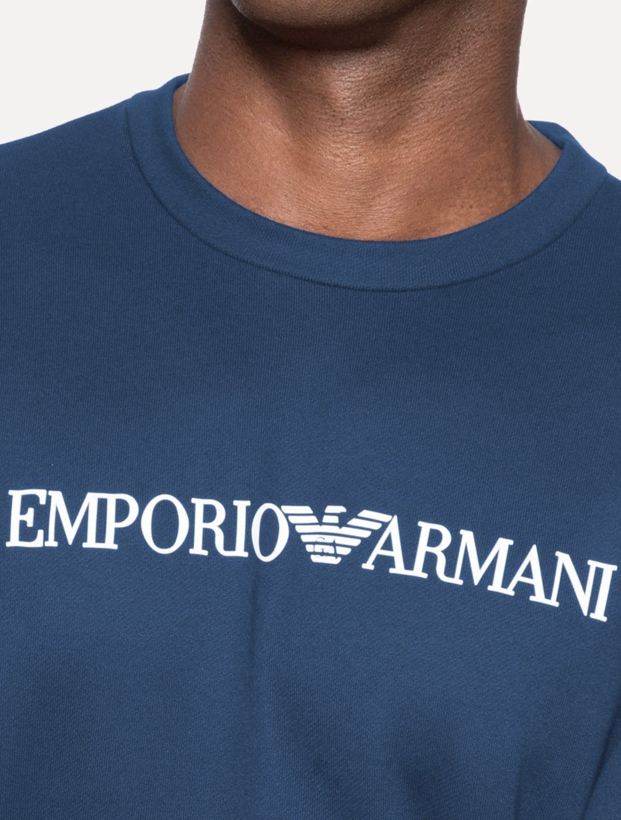 Vista 2 Blusa Moletom Empório Armani Masculina Chest Logo Emporio Armani azul
