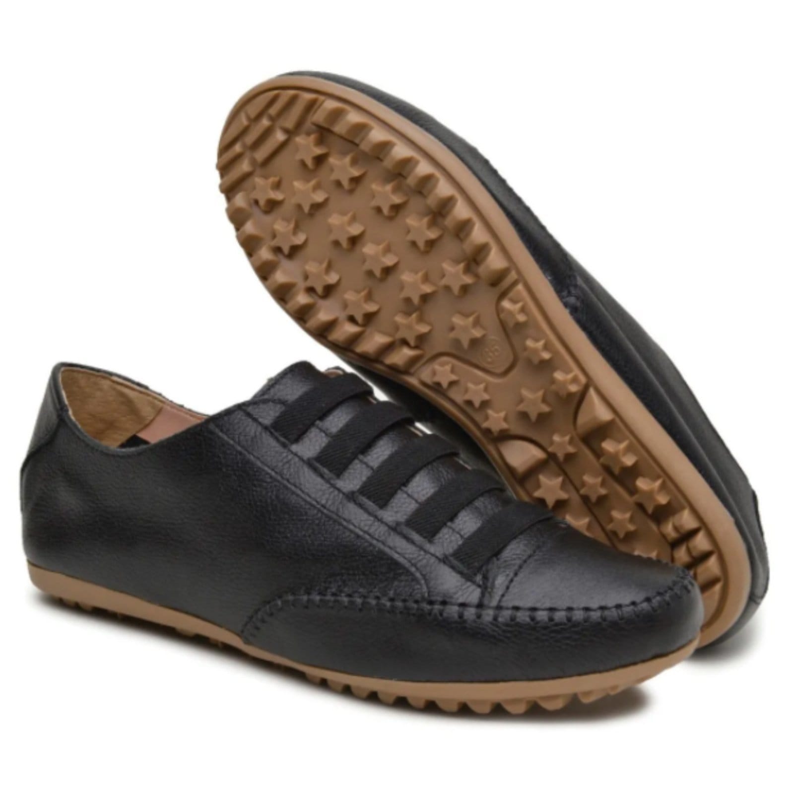 Vista 2 Tênis Mocatênis Feminino diRavena em Couro - Cod101 - Todo diRavena preto