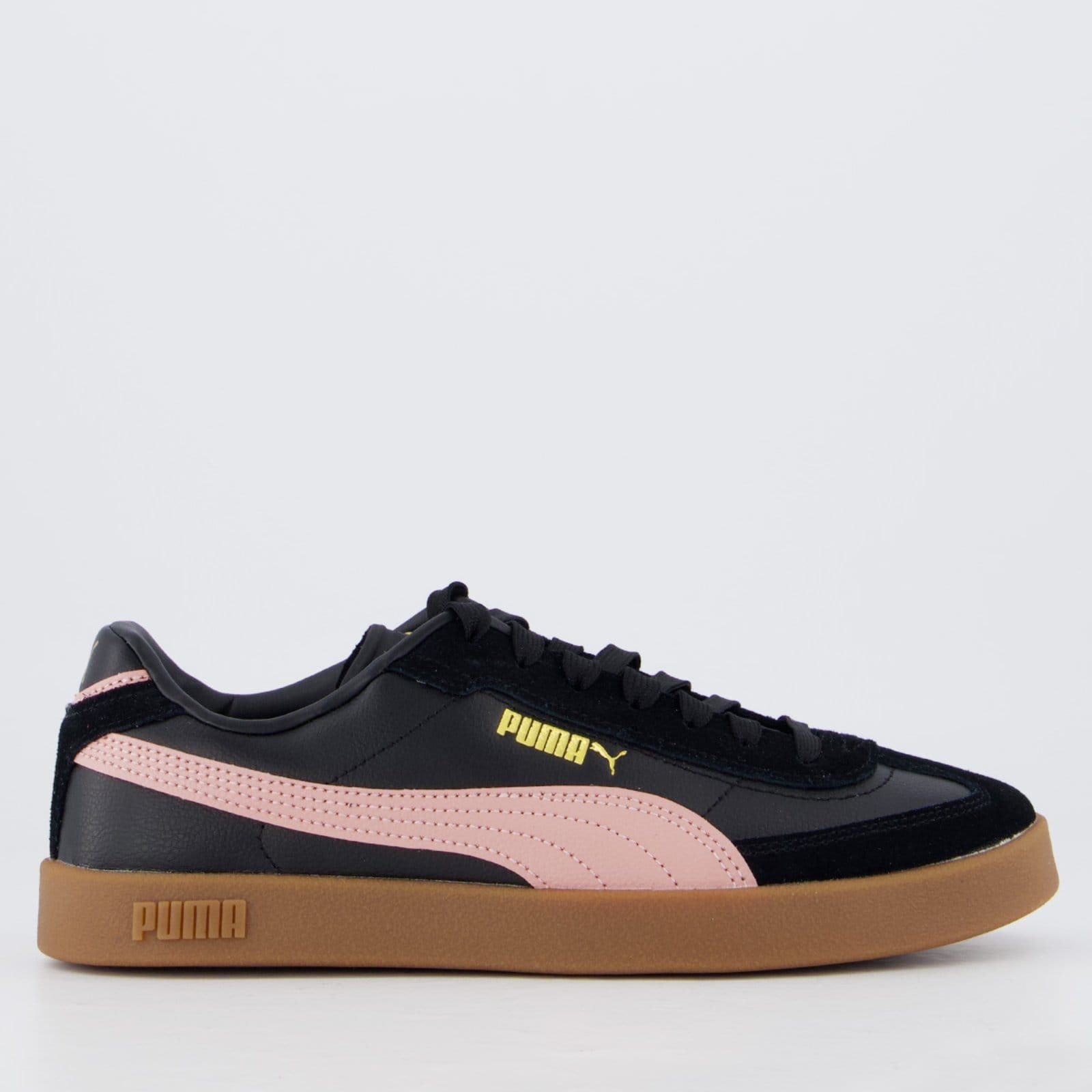 Vista principal Tênis Puma Club II Era Feminino Preto e Rosa Puma preto rosa