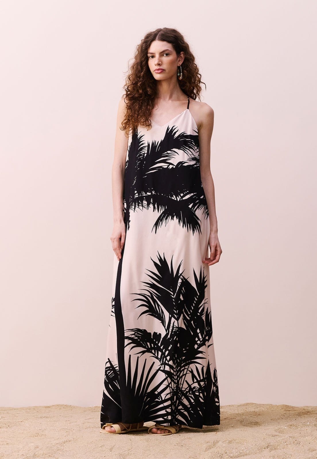 Vestido Longo Bordado Estampado Lago