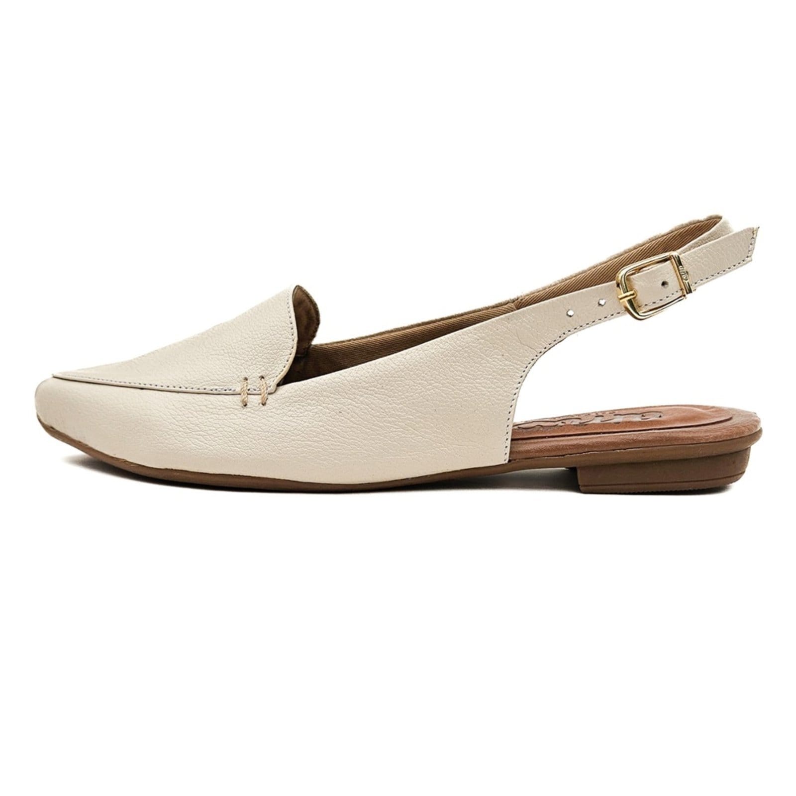 Vista 2 Sapatilha Slingback Amo Calçados em Couro Off White Amo Calçados off-white white