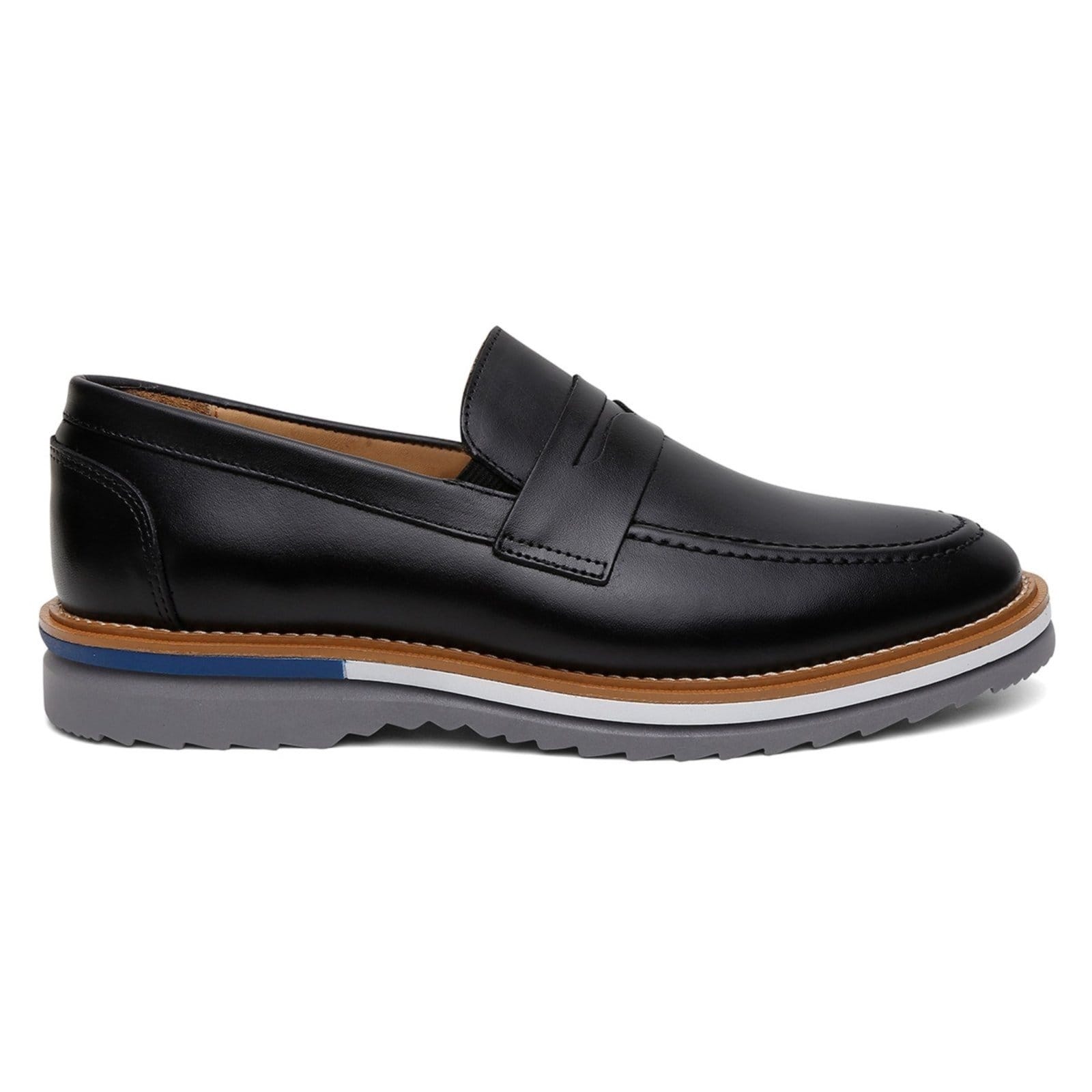 Vista 2 Mocassim Masculino de Couro Casual Social Moderno Confort ROMEU E JULIETA SHOES preto