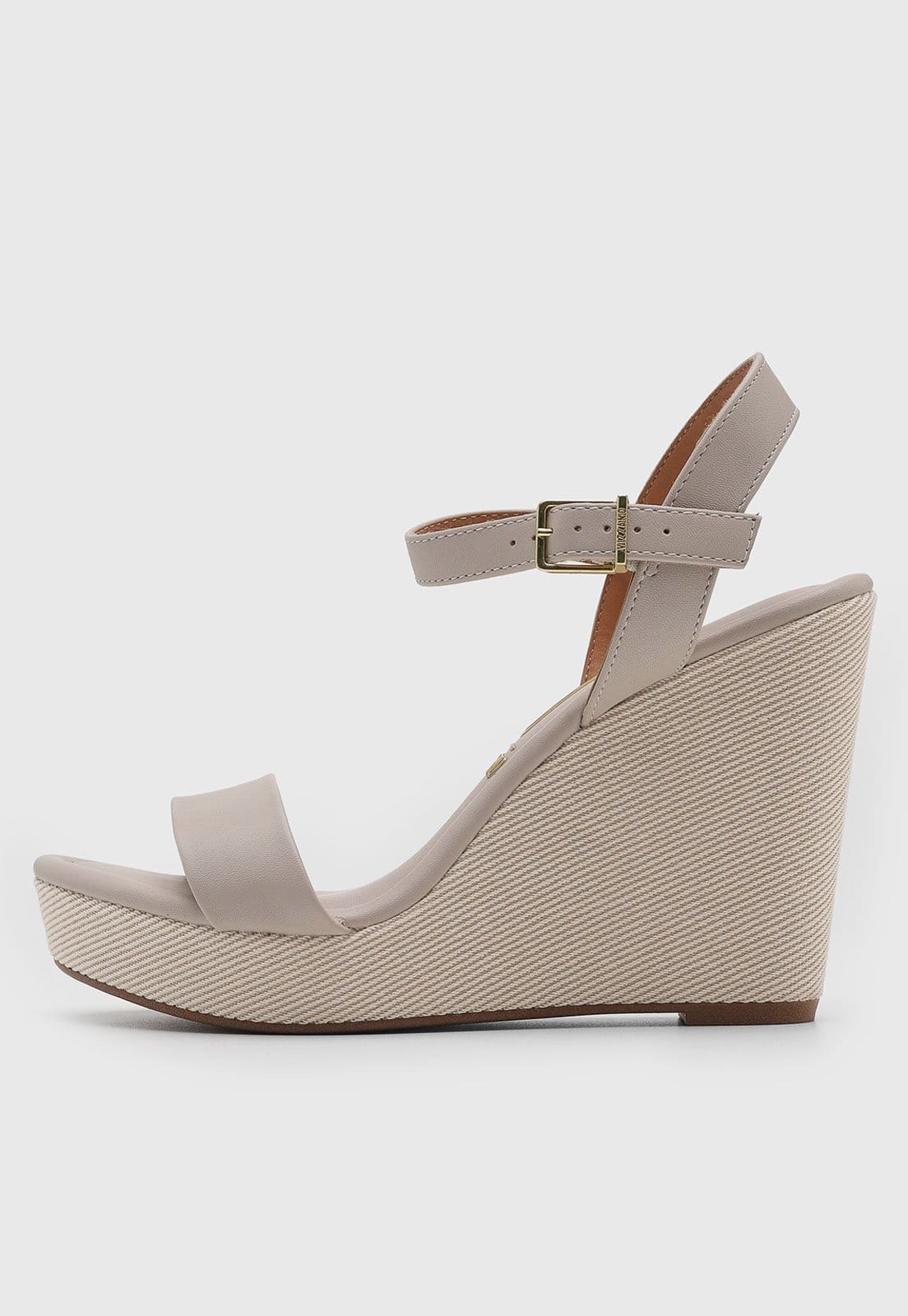 Sandália Feminina Vizzano Anabela Alta Fivela Off-White