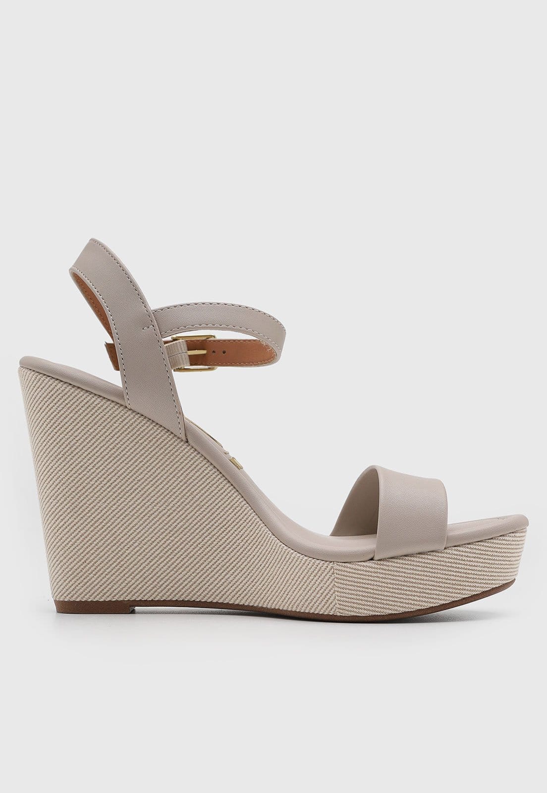 Vista 2 Sandália Feminina Vizzano Anabela Alta Fivela Off-White VIZZANO off-white white