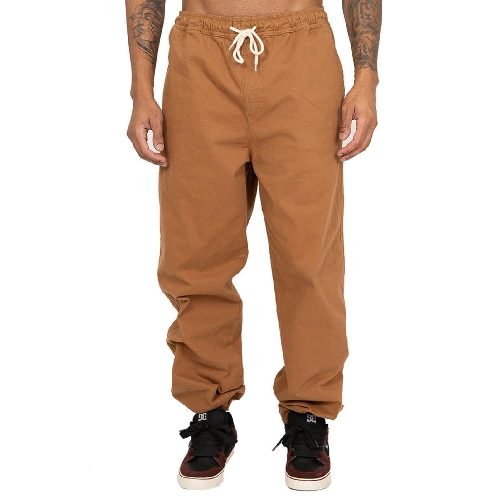 Vista principal Calça DC Shoes Elastic Baggy SM26 Masculina Mostarda DC Shoes marrom