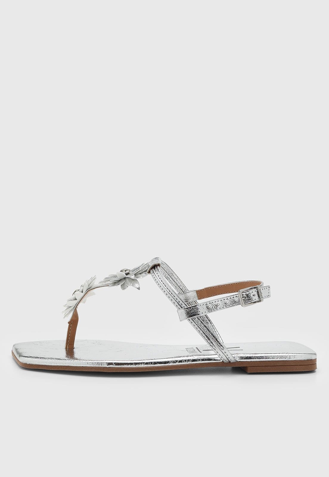 Rasteira Feminina Vizzano Fechada Flores Metalizada