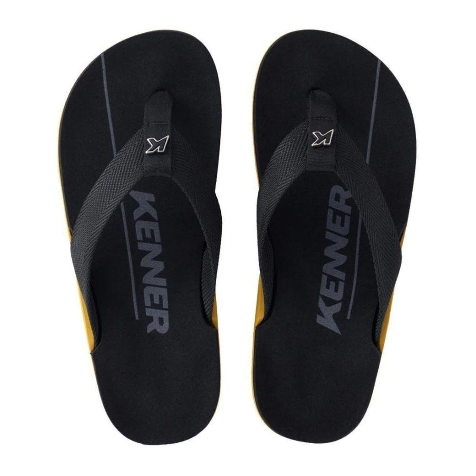 Vista 2 Chinelo Kenner Nk6 Masculino Amarelo e 745 preto