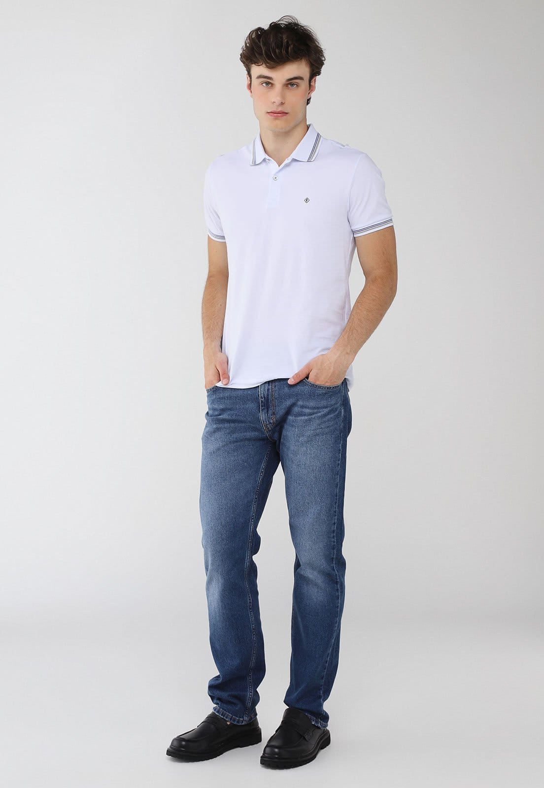 Vista 2 Polo Masculina Forum Listrada Branca Forum branco