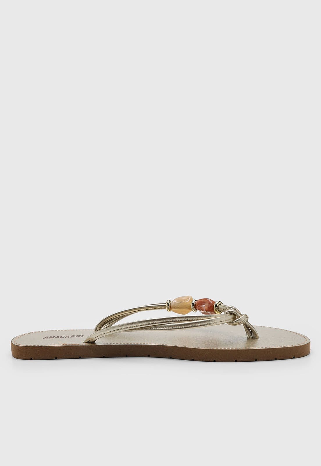 Vista 2 Rasteira Feminina Anacapri Pedrarias Dourada Anacapri dourado