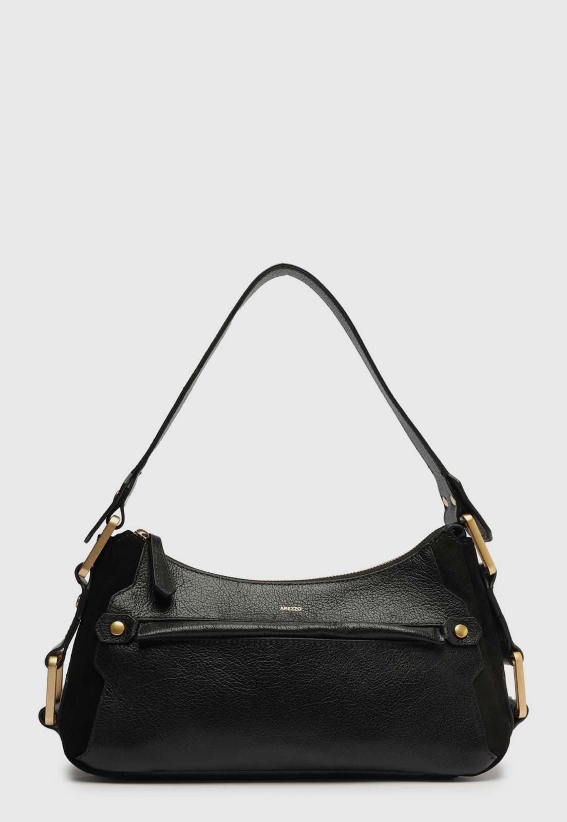 Bolsa Tiracolo Feminina Arezzo Aged Leather Preta