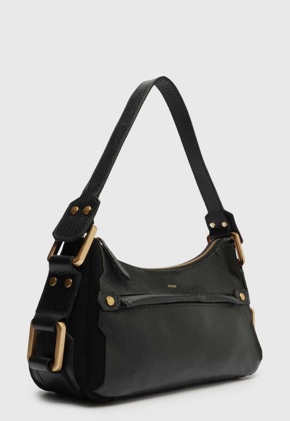 Vista 2 Bolsa Tiracolo Feminina Arezzo Aged Leather Preta Arezzo preto