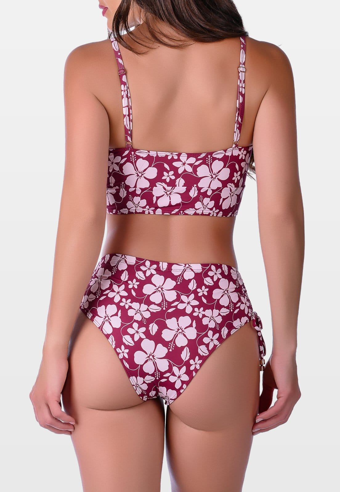 Vista 2 Biquíni Summer Soul Cropped Com Bojo Removível Cintura Baixa Floral Summer Soul estampado/vermelho