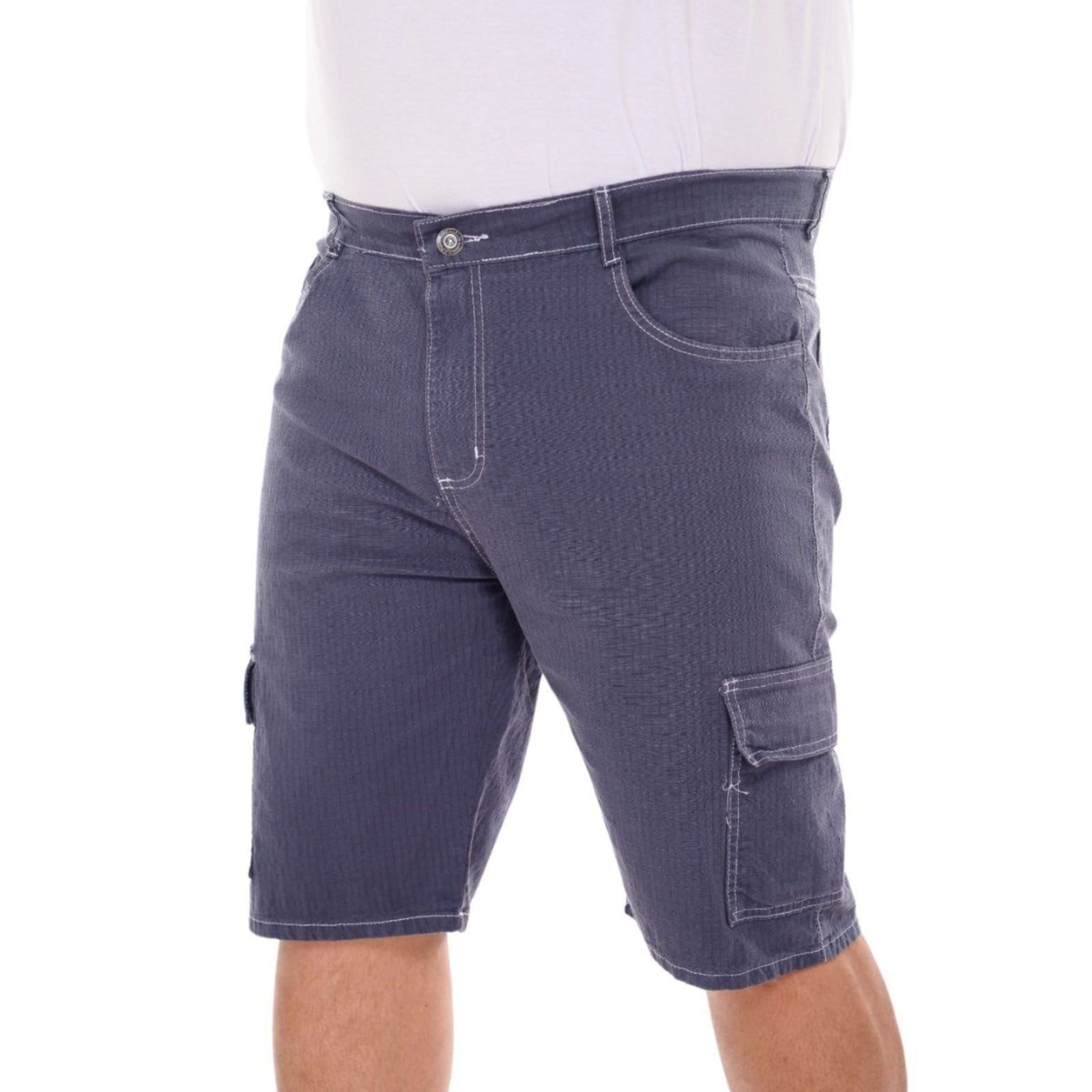 Vista principal Bermuda Masculina Cargo Na Sarja Collor Jeans Loka cinza