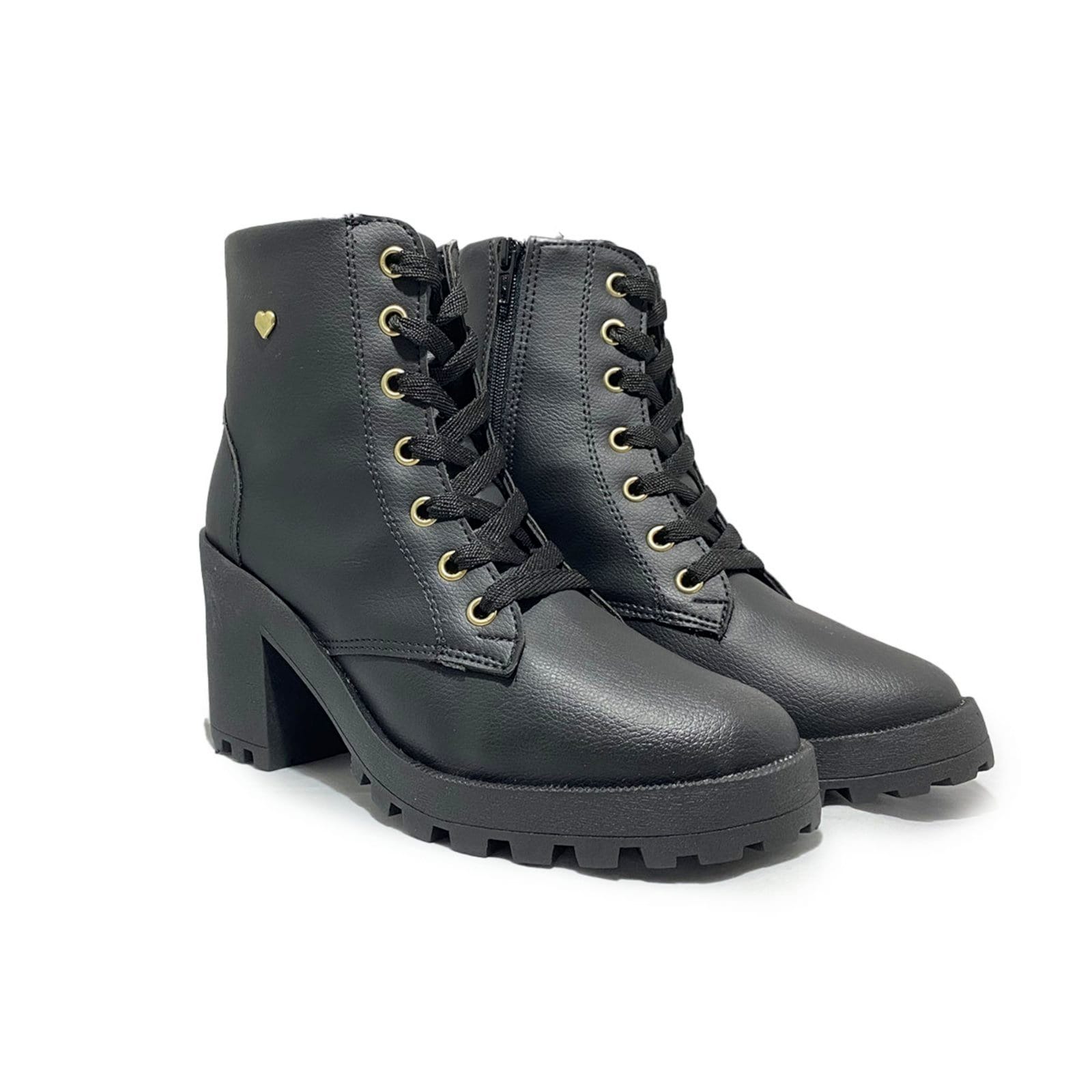 Vista principal Coturno Feminino Com Salto Cano Curto Confortável ROMEU E JULIETA SHOES preto