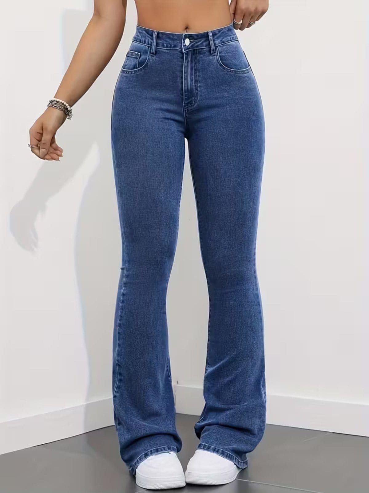Vista principal Calça Jeans Feminina Tex Jeans Flare Casual e Delicada Para Seu Dia a Dia Escura TEX JEANS azul