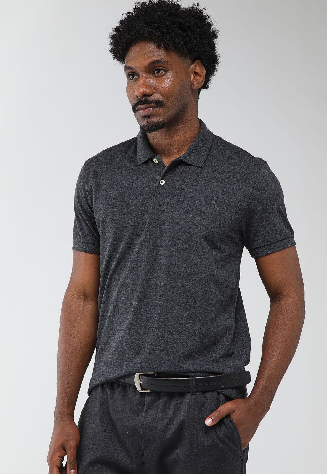 Polo Masculina Aramis Gola Tradicional Chumbo