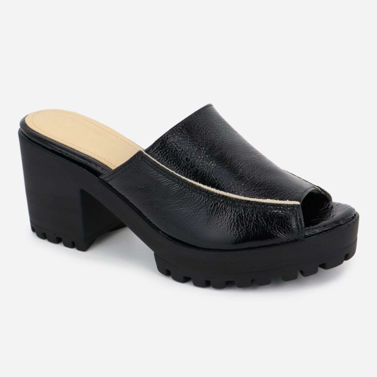 Tamanco Feminino Tratorada Couro Maria Paula Calce Fácil Preto