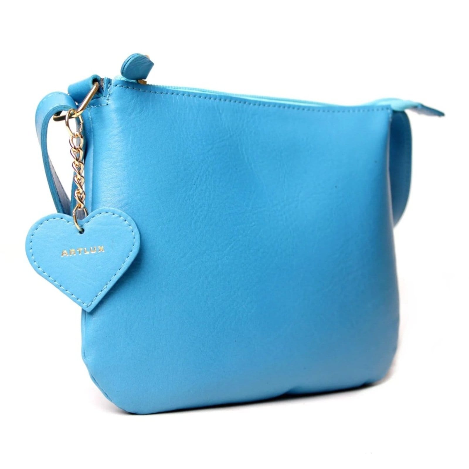 Vista 2 Bolsa Transversal em Couro Artlux Céu 9060 Artlux azul