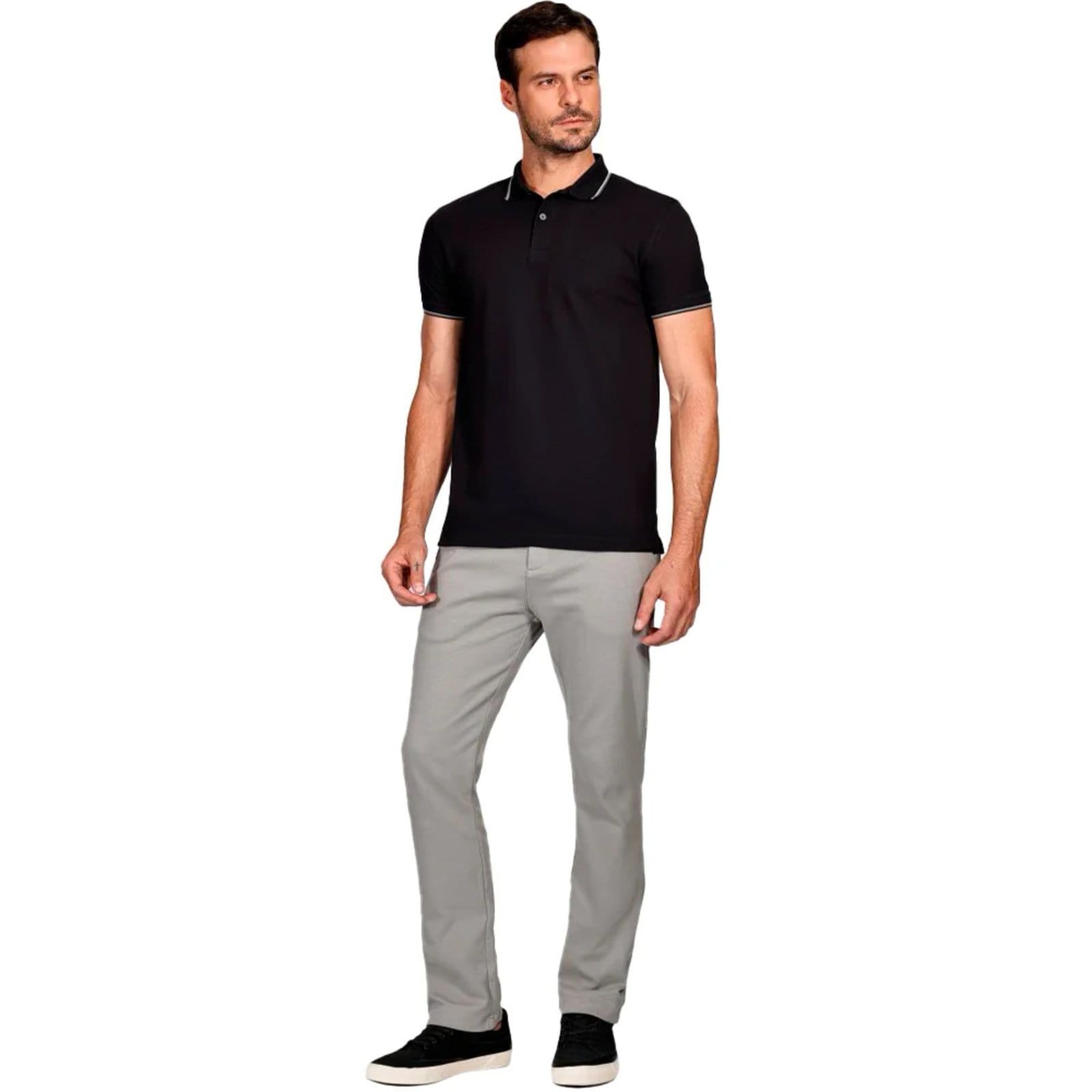 Vista 2 Camisa Polo Aramis 4 Frisos Ve25 e Cinza Masculino Aramis branco