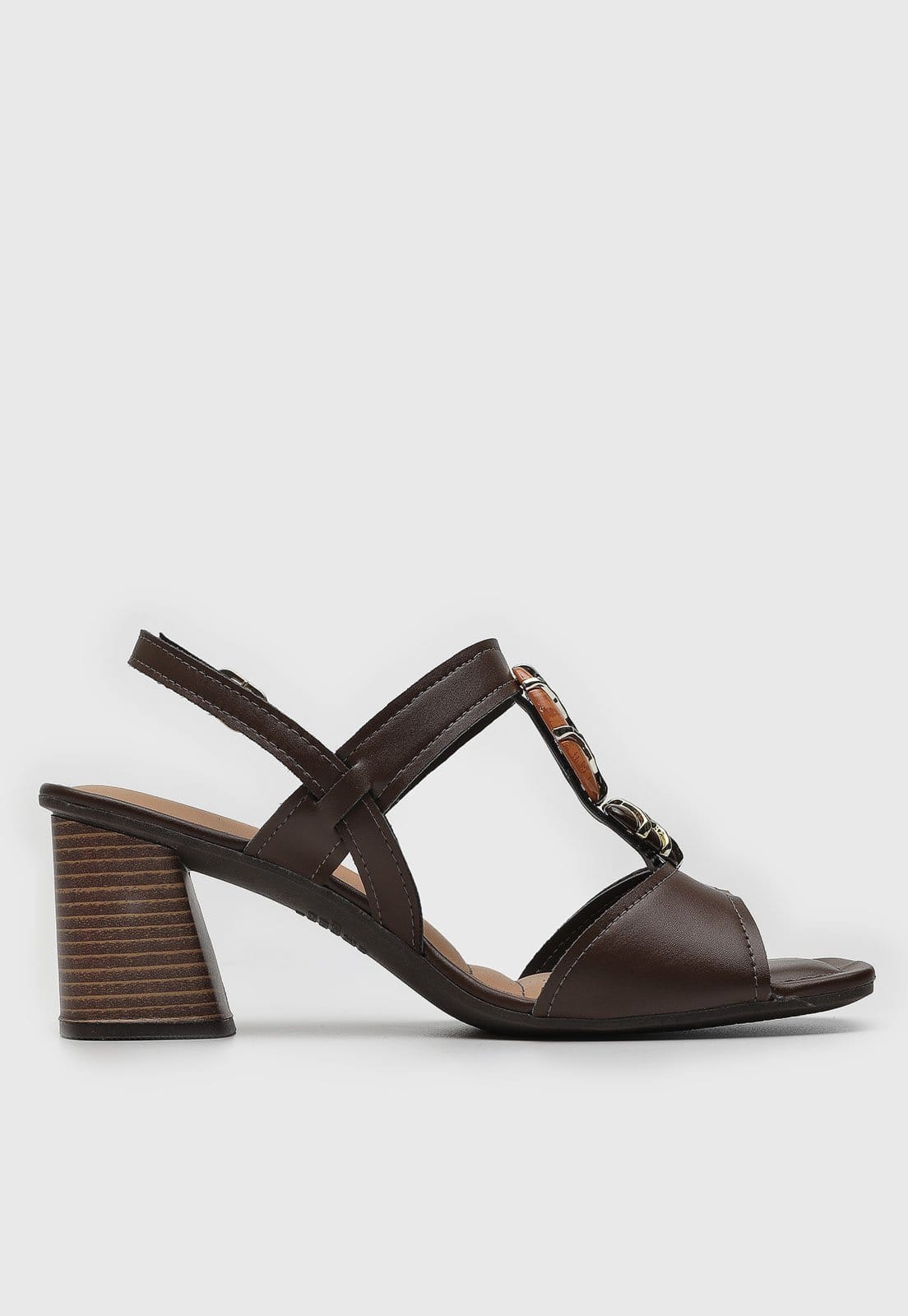 Vista 2 Sandália Feminina Dakota Detalhe Metal Salto Bloco Dakota marrom