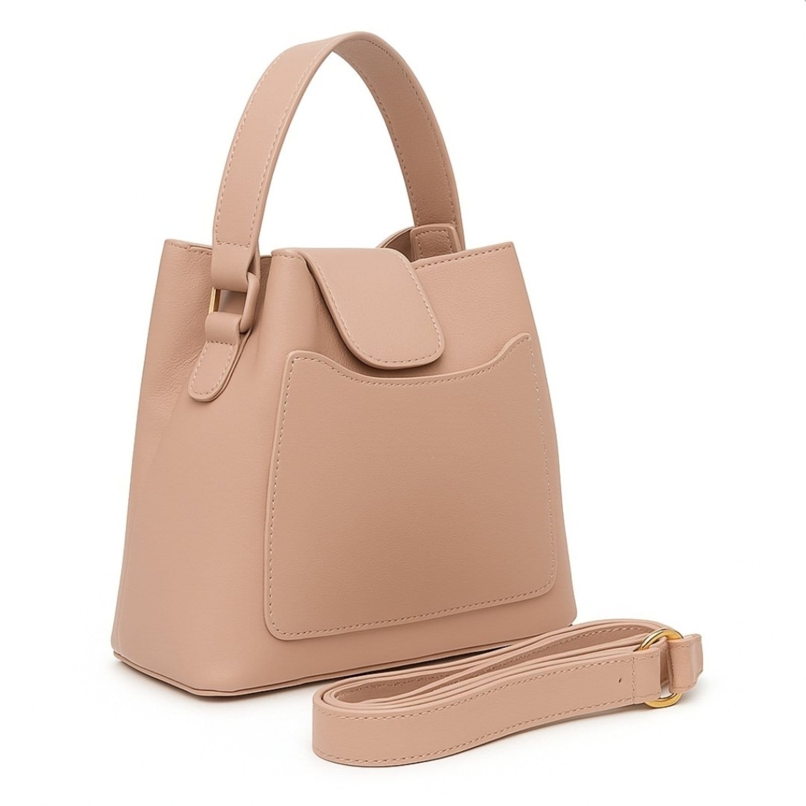 Bolsa Saquinho Com Alça De Mão Willibags + Alça Transversal Removível E Ajustável - Nude