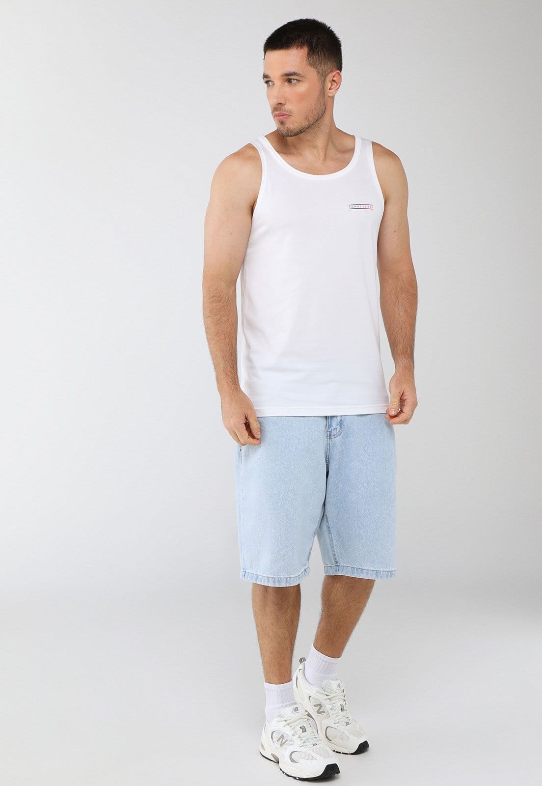 Regata Masculina Tommy Jeans Slim Logo Branca - 2