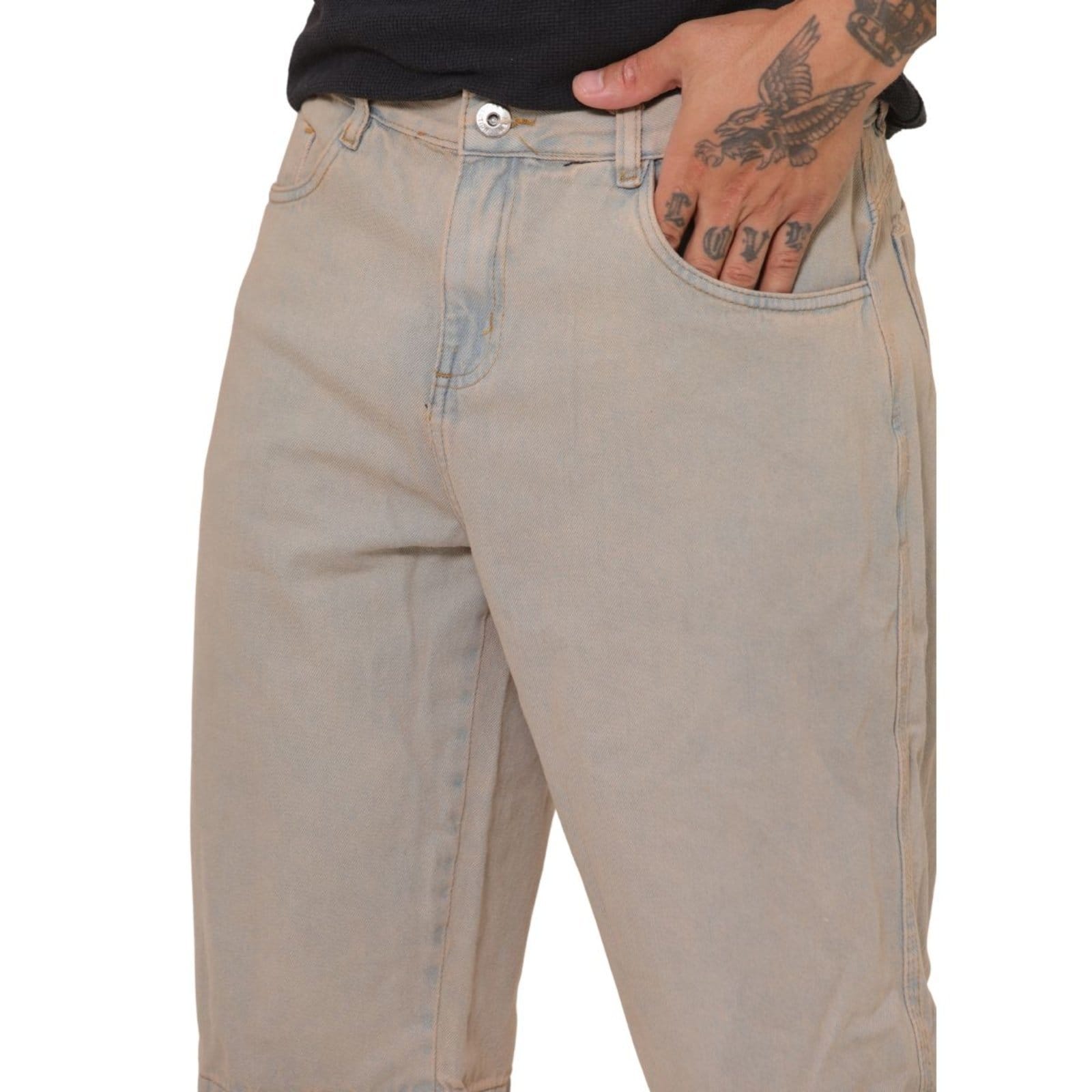 Vista 2 Jorts Jeans Masculino Estiloso Confortável Jeans Loka bege
