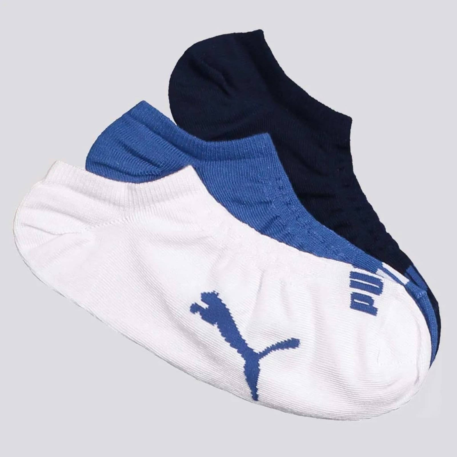 Vista 2 Kit Meia Puma Sapatilha 9 pares Branco Marinho e Azul Puma azul marinho