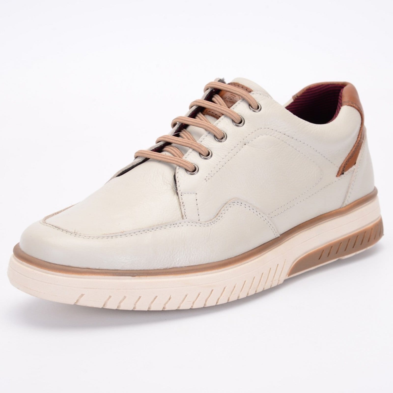 Sapatênis Tênis Ferrile Casual Em Couro Off White 15300