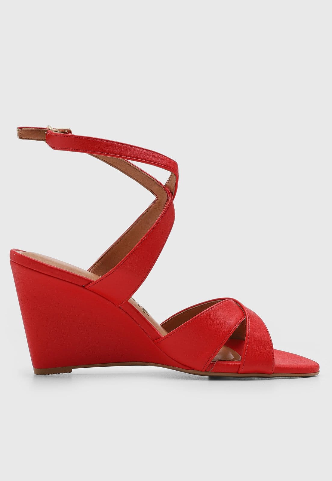 Vista 2 Sandália Feminina Vizzano Salto Anabela Tiras Cruzadas Vermelha VIZZANO vermelho