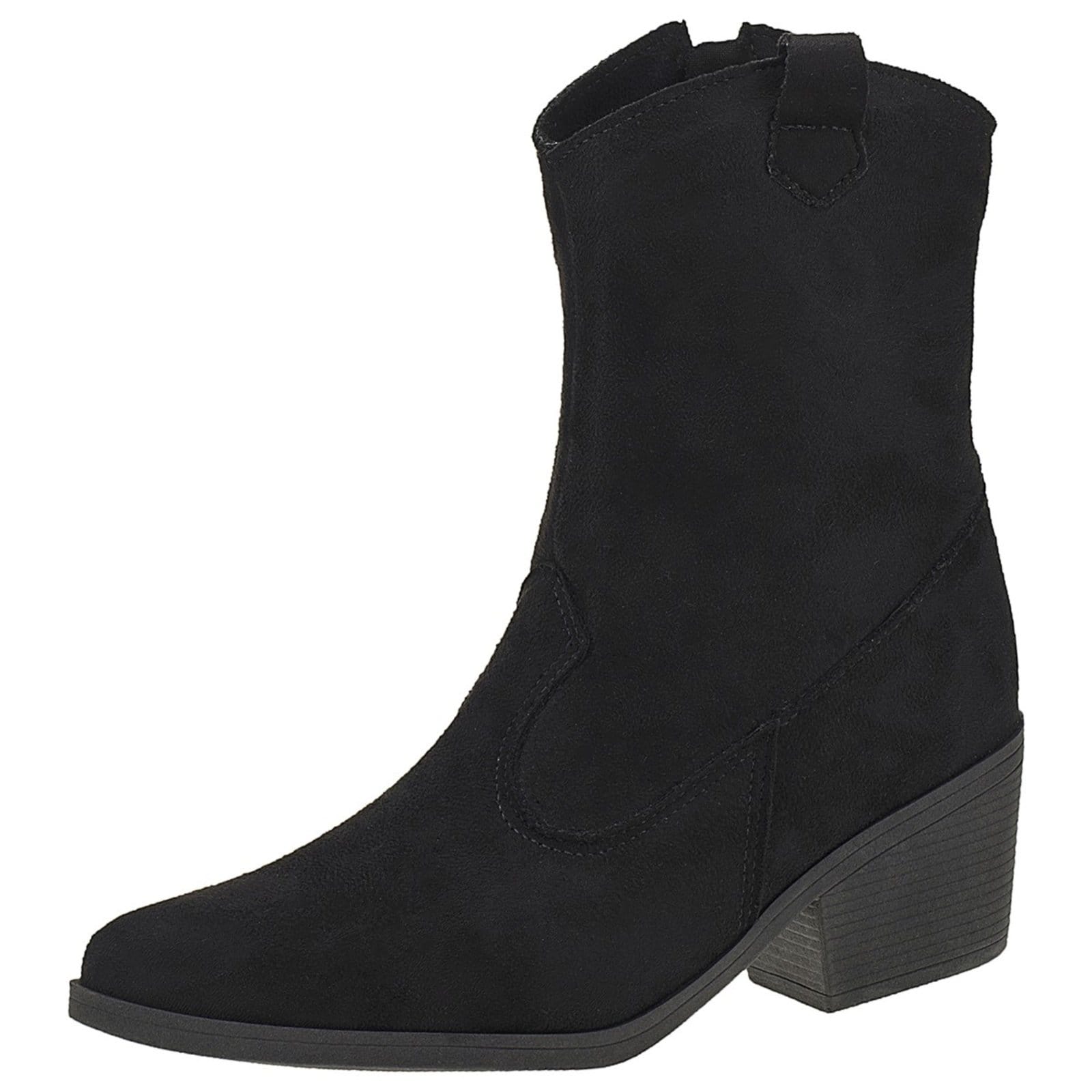 Vista principal Bota Texana Lóris Shoes Cano Curto Moda Country Rodeio Bico Fino Camurça LÓRIS SHOES preto