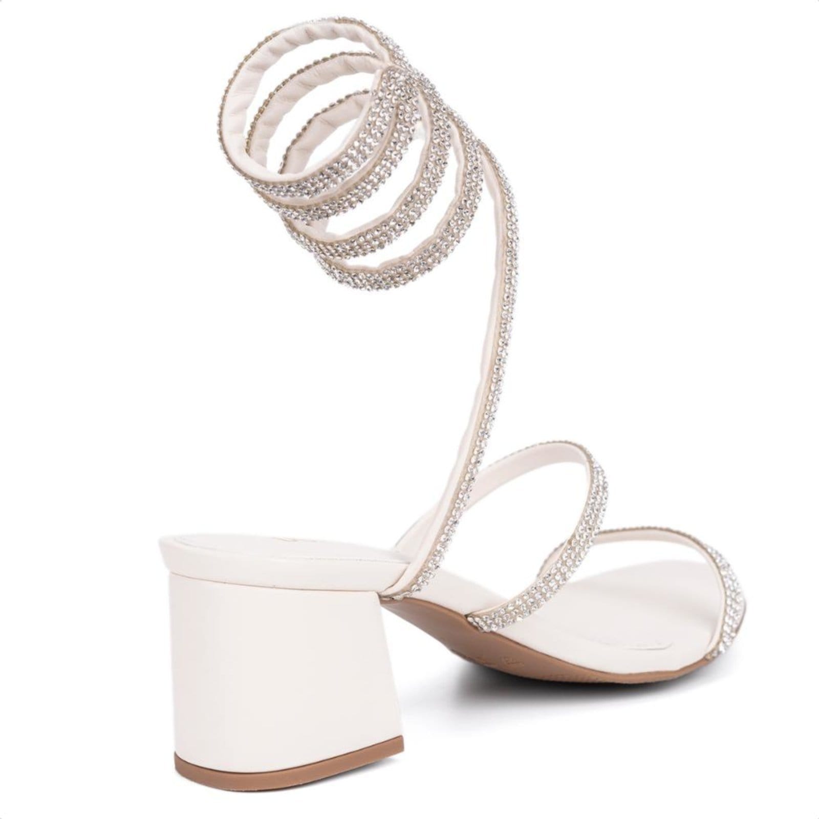 Vista 2 Sandália Feminina Salto Grosso Bloco Espiral Com Strass Moda Domidona off-white