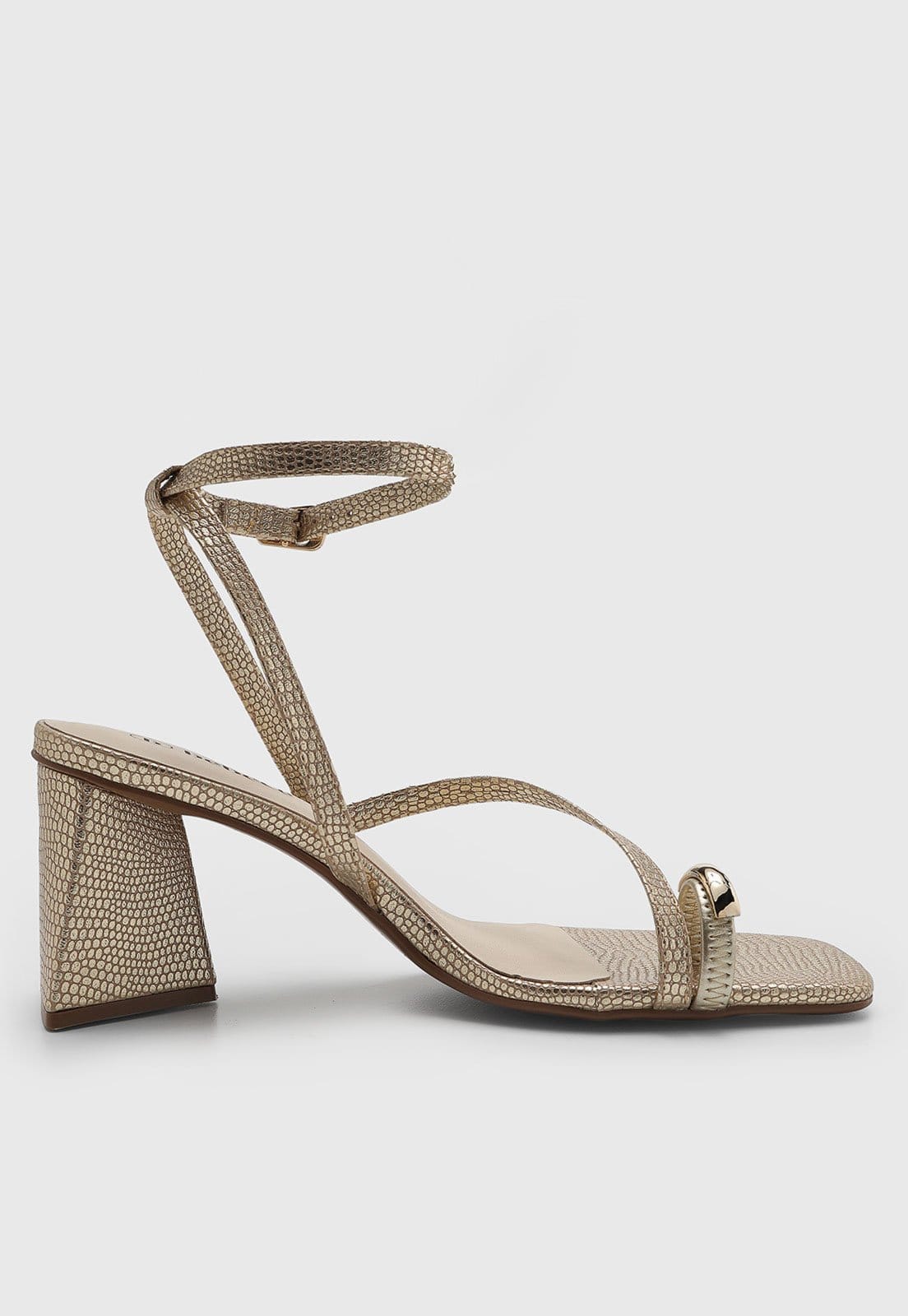 Vista 2 Sandália Feminina cê Salto Alto Dourada BEBECÊ dourado