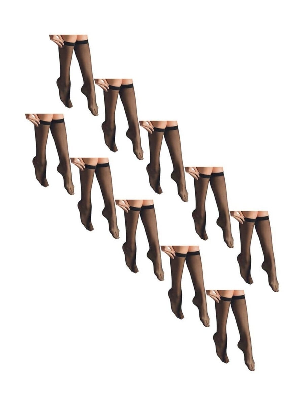 Kit 10 Pares de Meias 3/4 Fio 15 Selene 9040