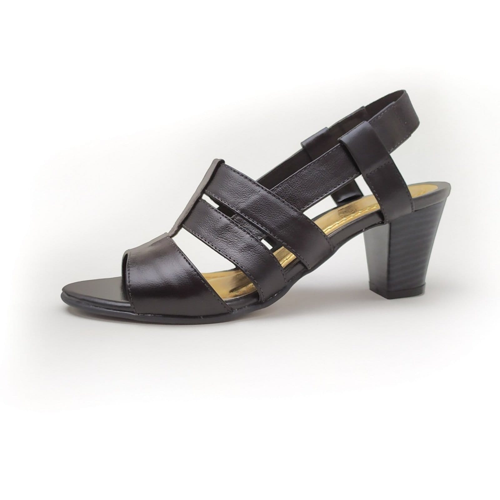 Vista 2 Sandália Couro Amora Calçados Viena Preta Amora Calçados preto