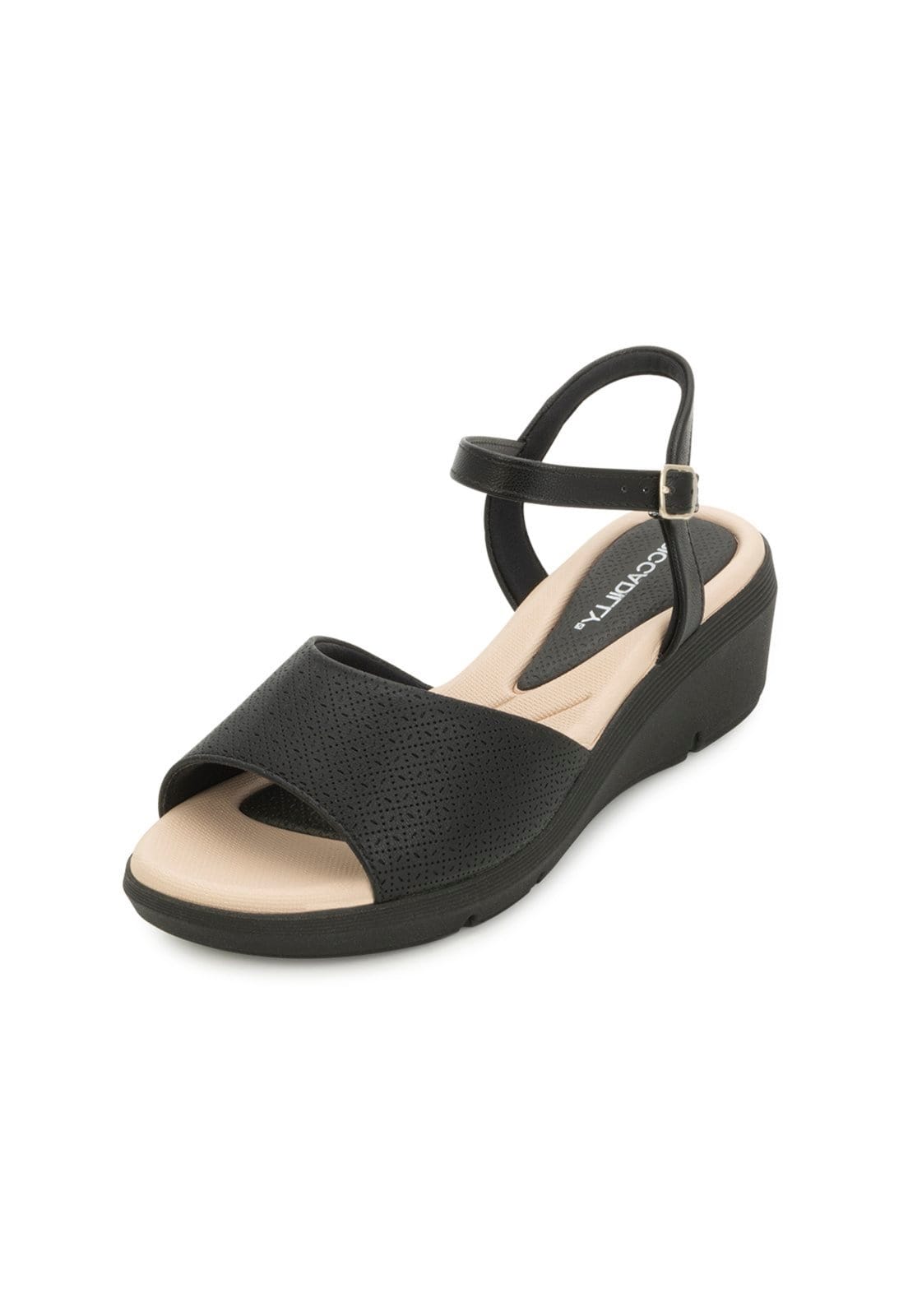 Vista principal Sandália Anabela Piccadilly PD25-54036 Bege Piccadilly preto