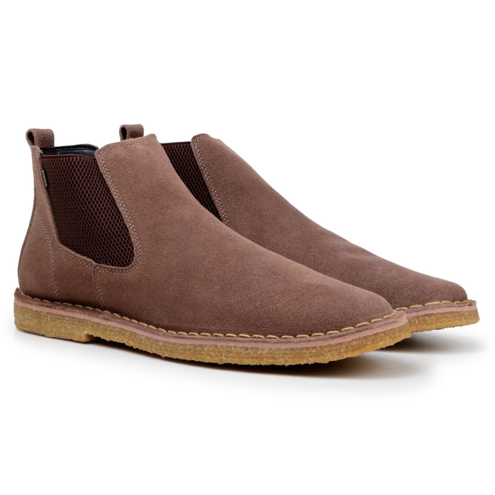 Vista 2 Bota Chelsea Botina Masculina Camurça Confortável Solado Latéx Snikgreen marrom