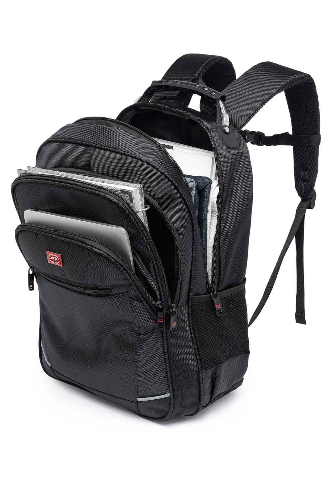 Vista 2 Mochila Executiva Ecko Notebook Espaçosa Reforçada Resistente Ecko preto