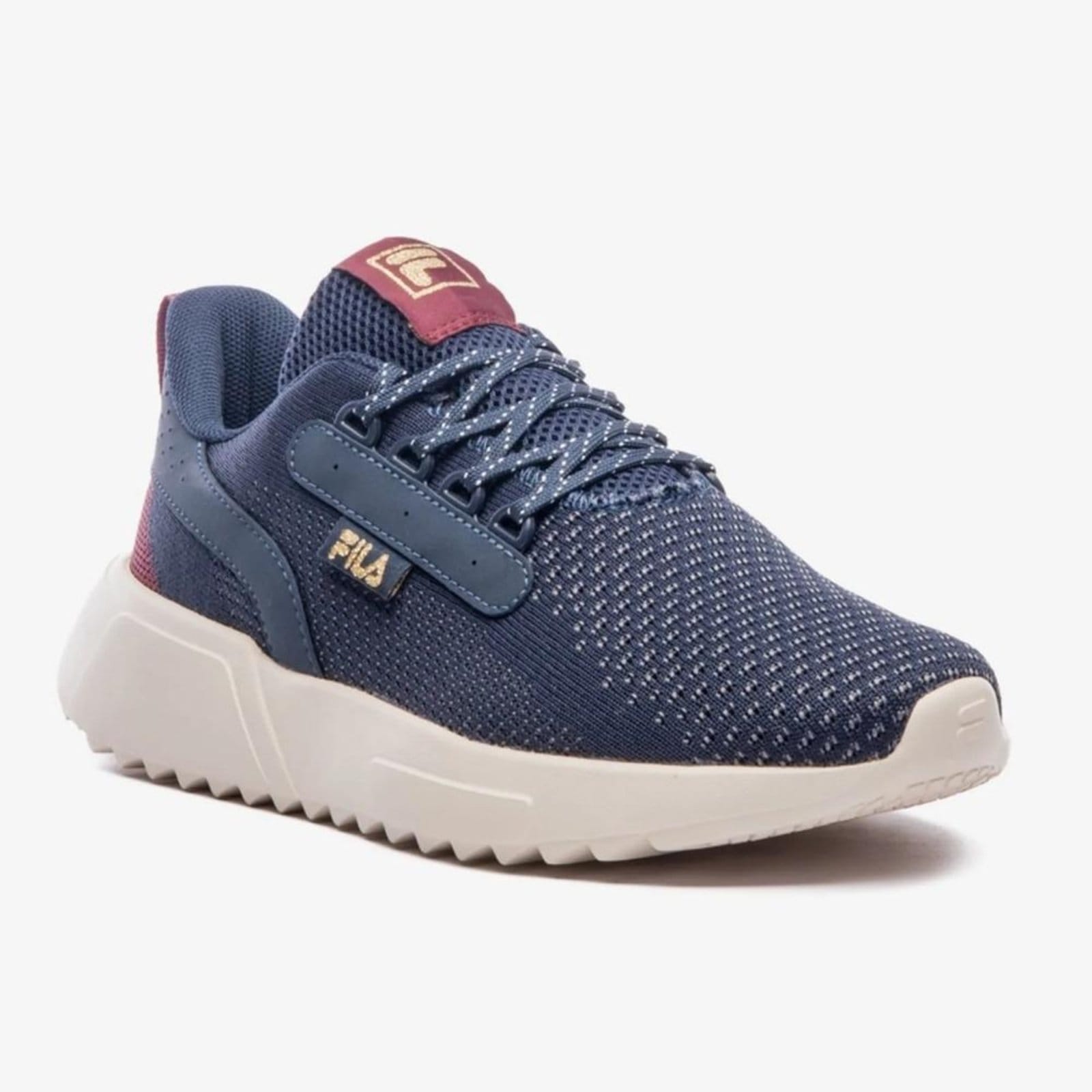 Vista 2 Tênis Esportivo Feminino Freestyle II Marinho Borgonha Fila F02TR0 Fila azul