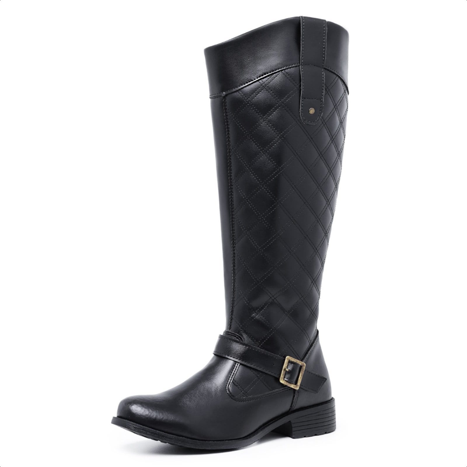 Vista 2 Bota Feminina Cano Longo Alto Montaria Ziper Lateral Preta Yes Basic preto