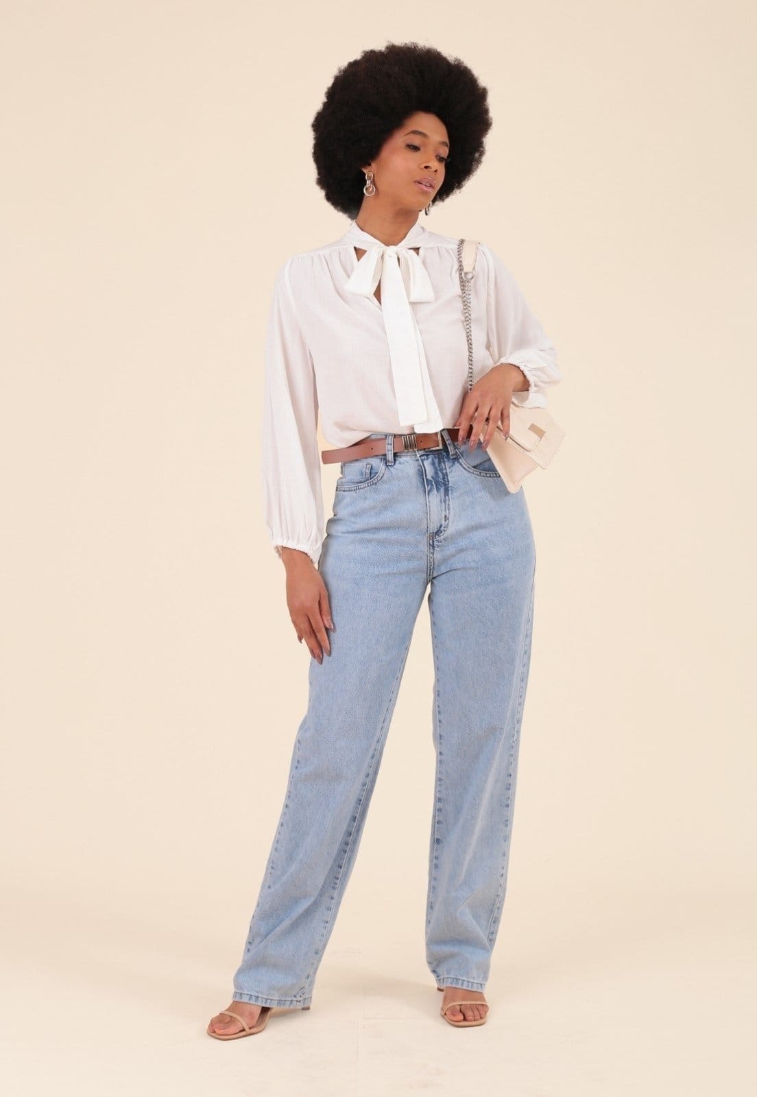 Calça Jeans Reta Pop Me Com Cinto Claro