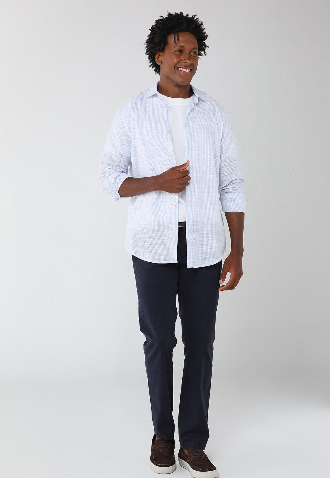 Vista 2 Camisa Masculina Aramis Manga Longa Listrada Aramis azul