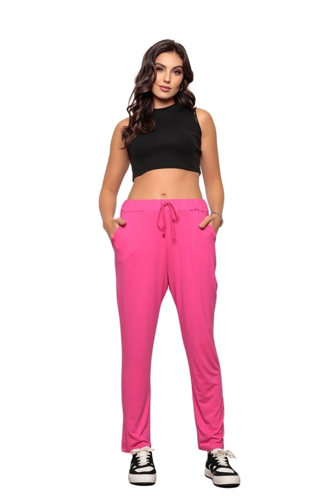 Vista principal Calça Feminina Soltinha Reta Comfy Rosa ZIPITUKA pink rosa
